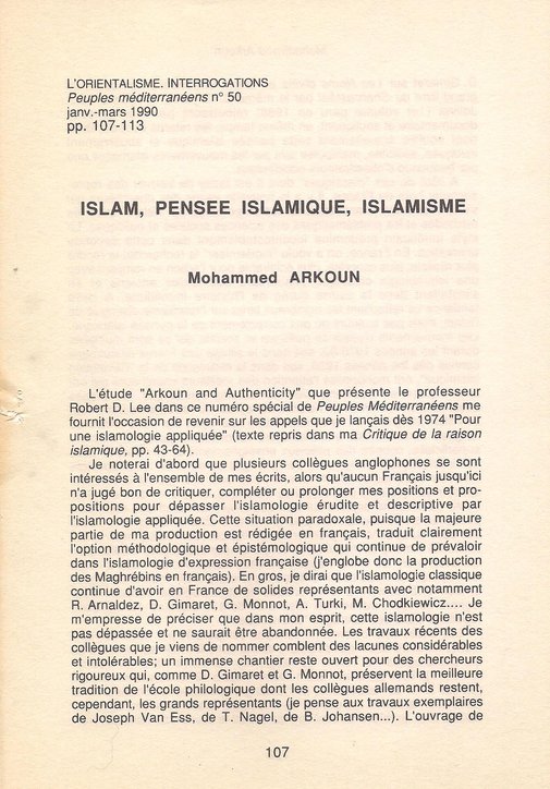 Islam, pensée islamique, islamisme