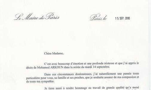 Hommage du Maire de Paris Bertrand DELANOË